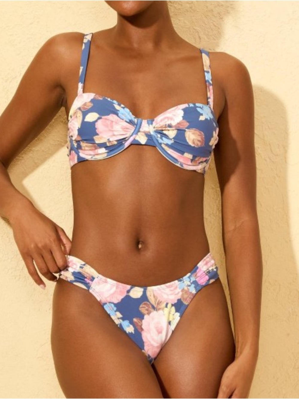 Shade & Shore Floral Underwire Bikini Set - Blue/Pink.   34DD.  Medium